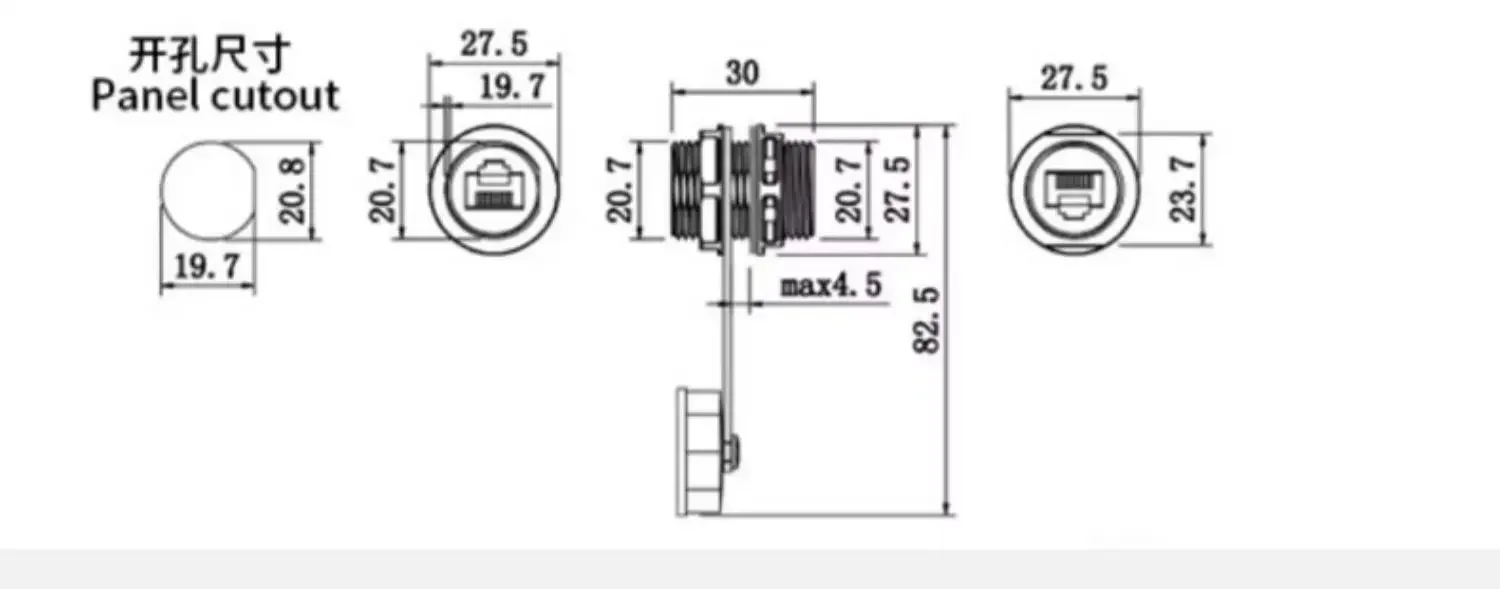 Description Picture 6 of itemWaterproof Cat6A RJ45 Network Connector IP67 Circular M21/M25 Shielded rj45 Plug Panel Socket industrial Ethernet Bridge Joint