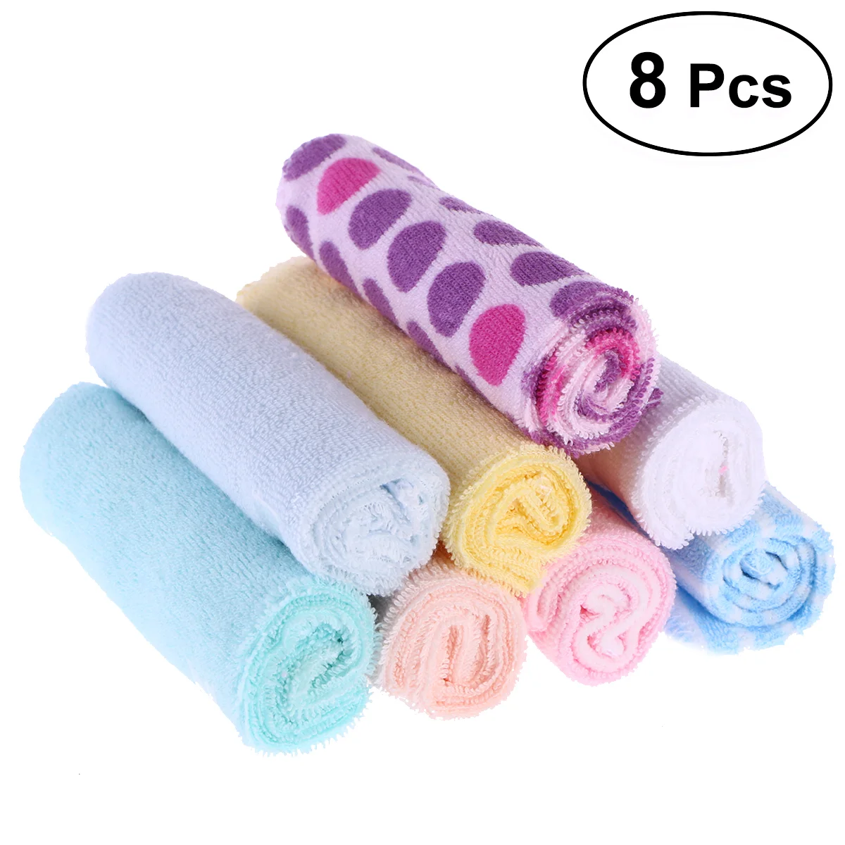 

8pcs Cotton Baby Face Washers Hand Towels Washing Bath Shower Wipe Nursing Towel (Random Color)