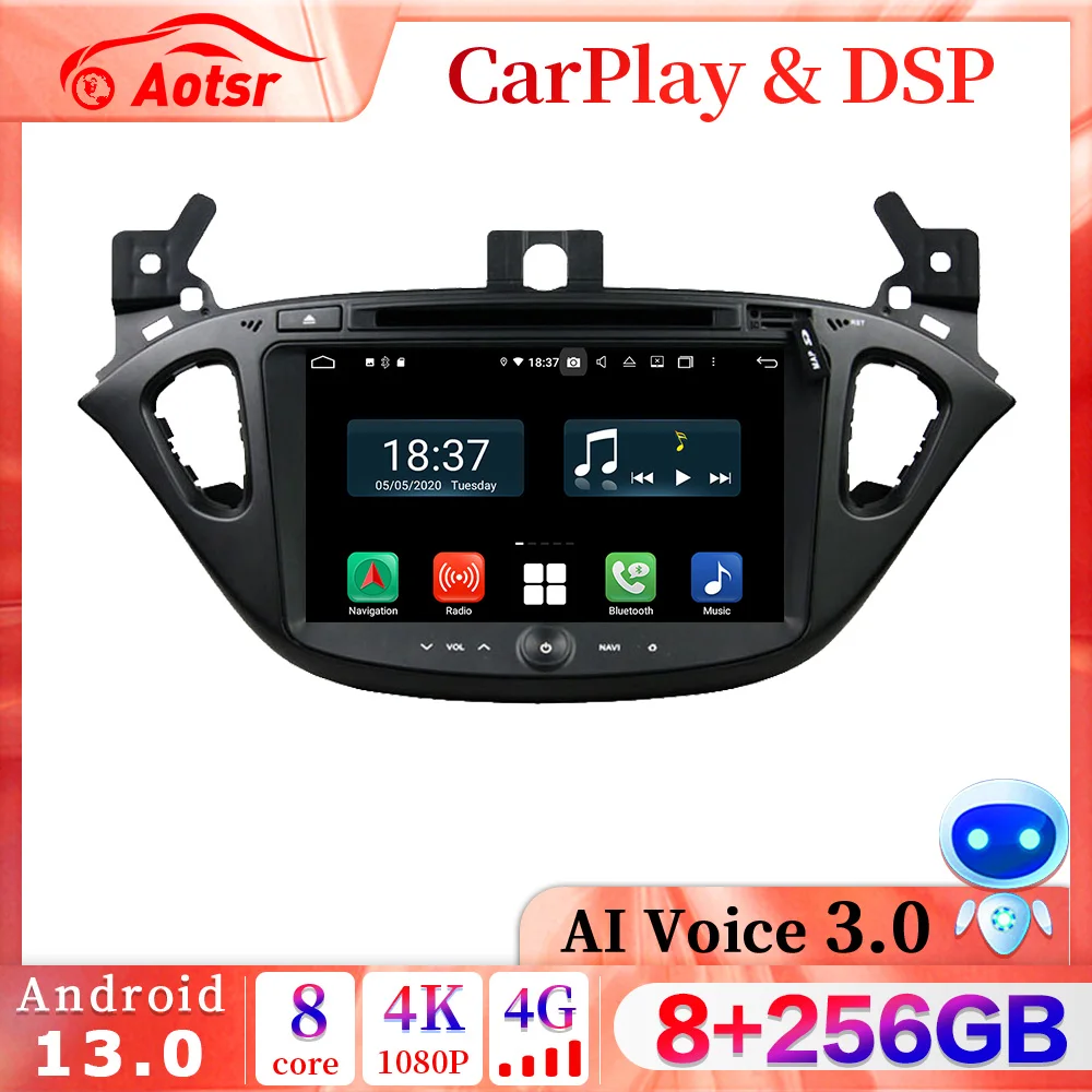 

2din 8+256GB Android 13.0 Car DVD Player For Vauxhall Corsa E 2015-2019 GPS Navigation Stereo Car Radio WIFI Multimedia DSP Unit
