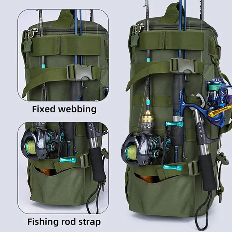 Outdoor multifunctional fishing backpack, fishing equipment box crossover tactical bag, with adjustable shoulder strap, suitable