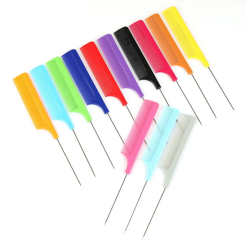 Children Girl Solid Color Pointed Tail Hair Comb Anti-static Brush Barber Steel Needle Comb Salon Hairdresser Barber Accessories