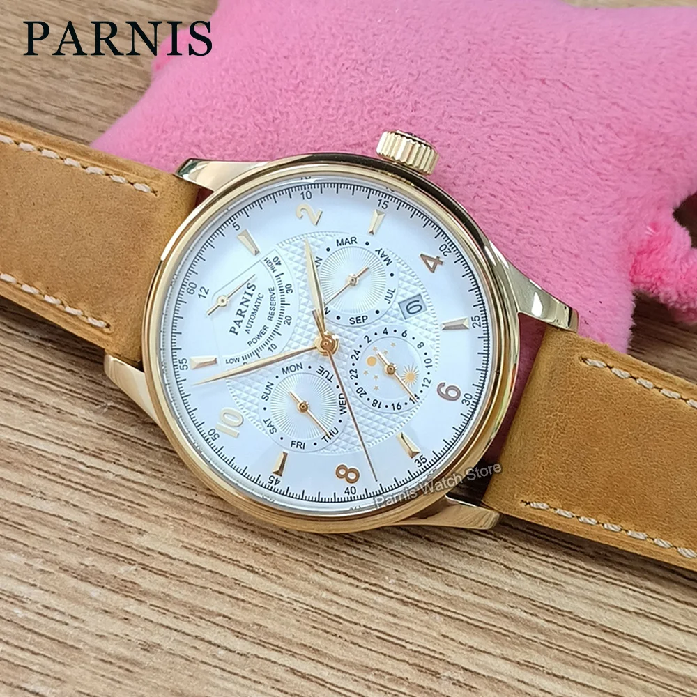 Parnis 43mm Sapphire Crystal 26 Jewels Miyota 9100 9120 Automatic Men's ...