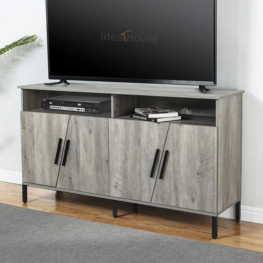 

TV Stand for 65" TVs with 4 Asymmetric Door, IDEALHOUSE Entertainment Center and Media Console, Buffet Storage Cabinet, 4 Door