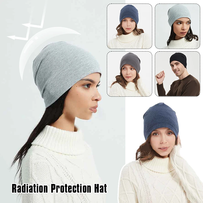 

Anti Radiation Cap Silver Fiber Electromagnetic Wave RFID Blocking EMF Shielding Hat Unisex RF/Microwave Protection Beanies