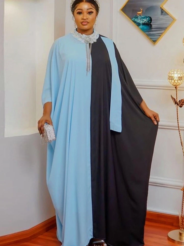 2024 Eid Mubarak Muslim Fashion Abayas Dubai Chiffon Long Dress Musulman Ensembles Two Piece Set Clothing Wedding Party Gowns