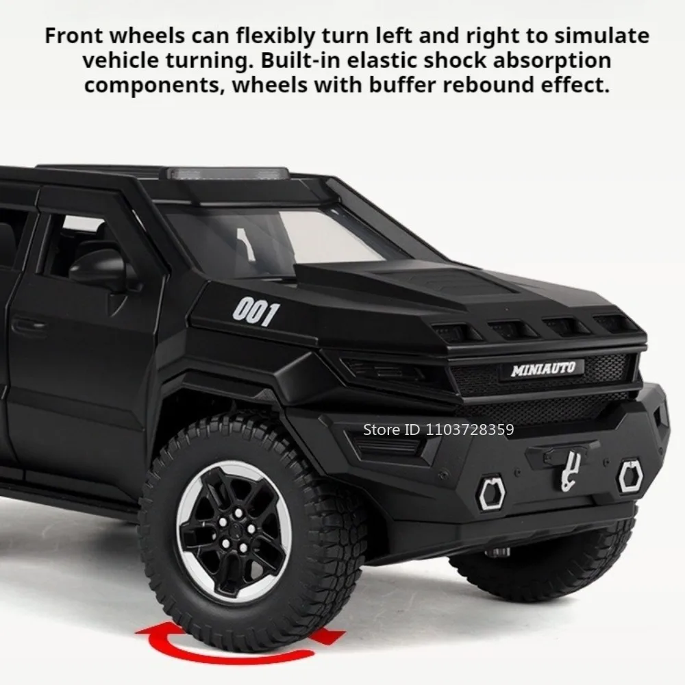 1:24 레즈바니 벤지런스 세이버투스 장갑 오프로드 자동차 모델 장난감 금속 다이캐스트 사운드 라이트 충격 흡수 후진 기능 포함 남아용