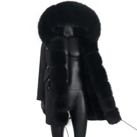 2023 Fashion Thick Warm Winter Men Jacket Long Real Rabbit Fur Coat Waterproof Man Parka Big Large Raccoon Fur Collar Detachable 2