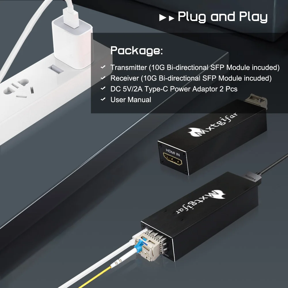 Mini 4K HDMI Fiber Converter Support 4K*2K@30Hz Resolution with SFP Module 20KM