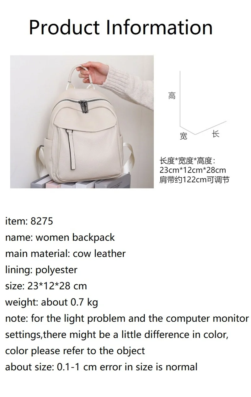 Kleine Frauen Echtes Kuh Leder Rucksack Casual Damen Reise Echtes Leder Schulter Tasche Anti-diebstahl Mädchen Rindsleder Schule Bagpack – Detail 9