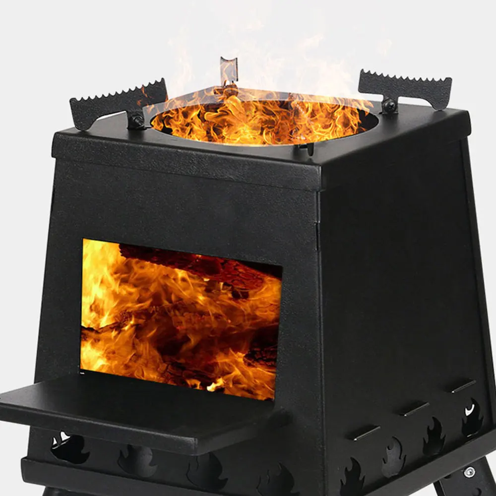 Firewood Stove Outdoor Portable Folding Heating Field Camping Tent Cooker Stainless Steel Picnic Barbecue Stove