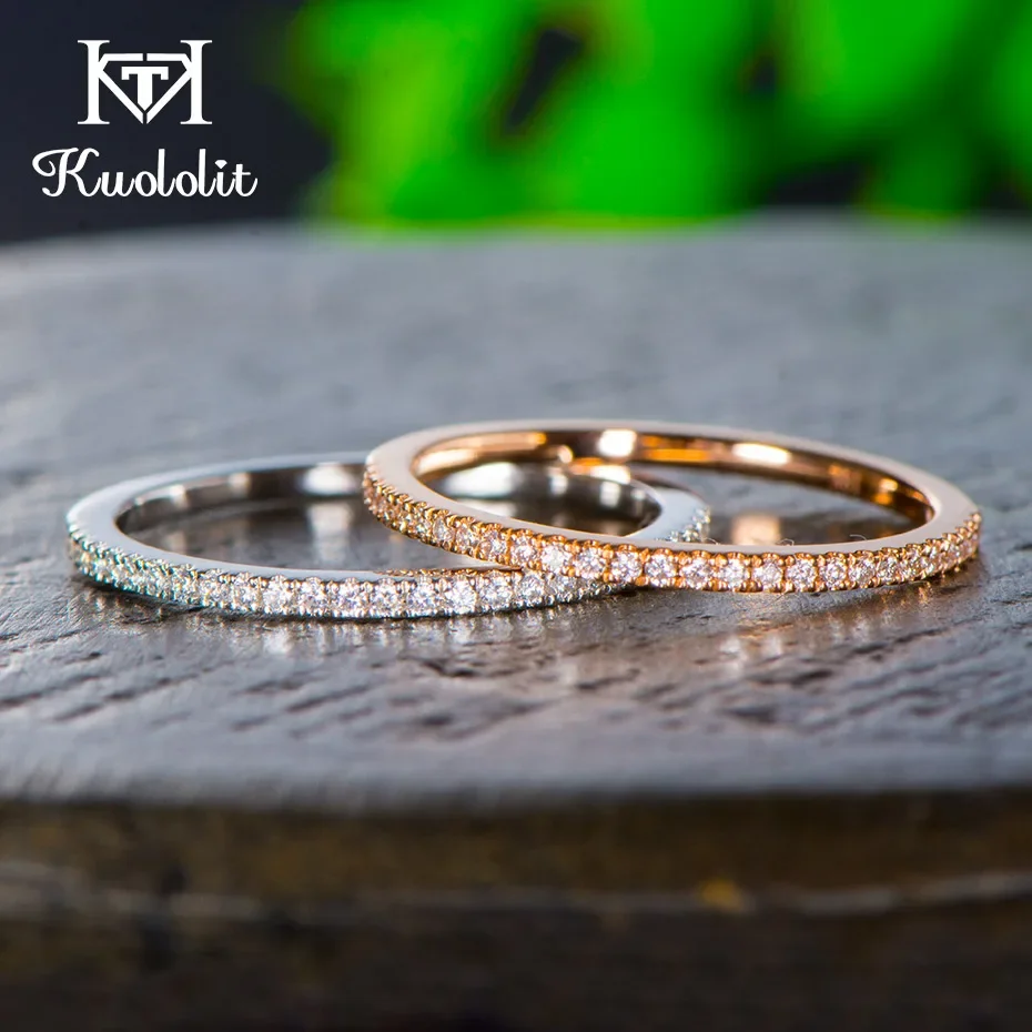 14K 10K Solid Gold Moissanite Rings for Women Hand Setting Matching Half Eternity Wedding Band Engagement moissanite ring wedding rings gold rings