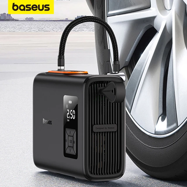 Baseus-Inflador de neumáticos portátil para coche, compresor de aire de  250W, bomba eléctrica de doble cilindro para inflar neumáticos de bicicleta  y motocicleta - AliExpress