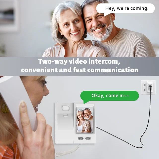 2.4Ghz Wireless Video Doorphone Video Intercom Doorbell Camera with 3.5'' IPS Screen 2-Way Audio Video Recording Home Door Bell 2