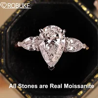 Waterdrop Shape Full Moissanite Engagement Rings for Women 925 Sterling Silver Wedding Band Jewelry Pear Cut Diamond with GRA