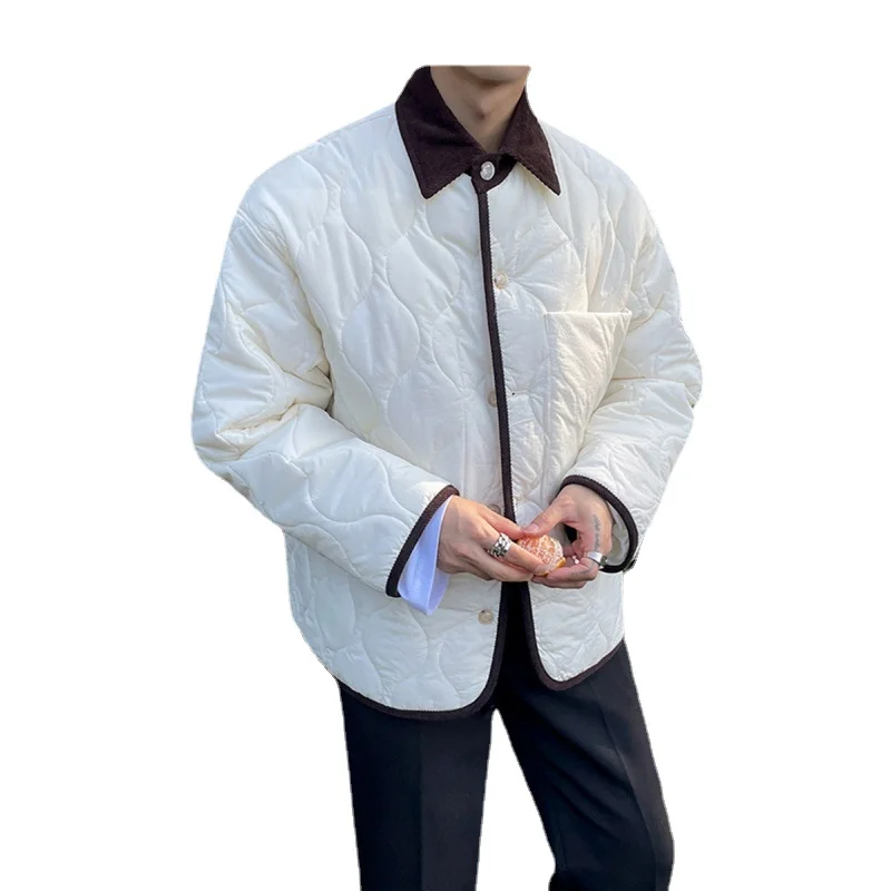 Cotton Jacket Men's Short Korean Version Trend Winter Thickened Cotton Jacket Plaid Bread Jacket Jacket
