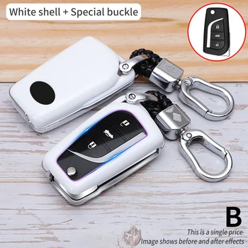 Custodia per chiave auto completa in ABS in fibra di carbonio per Toyota Yaris Auris Corolla Reiz Avensis Verso Aygo Rav4 Scion TC IM 2020 21 - Custodia per chiave auto completa in ABS in fibra di carbonio per Toyota Yaris Auris