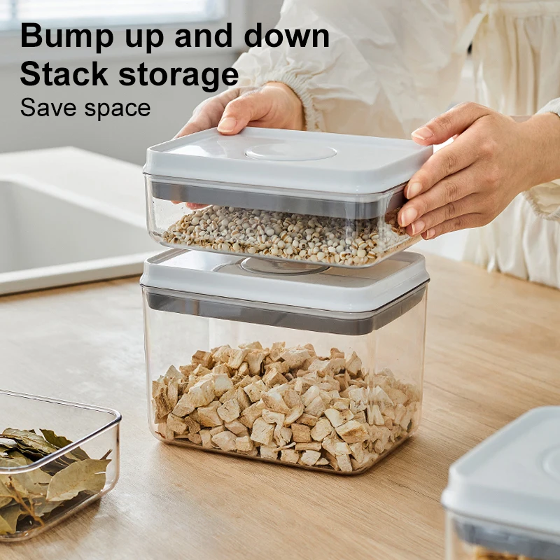 UFORU Press type sealed jar Kitchen grain storage box Food grade spices dry goods moisture-proof plastic storage jar 4