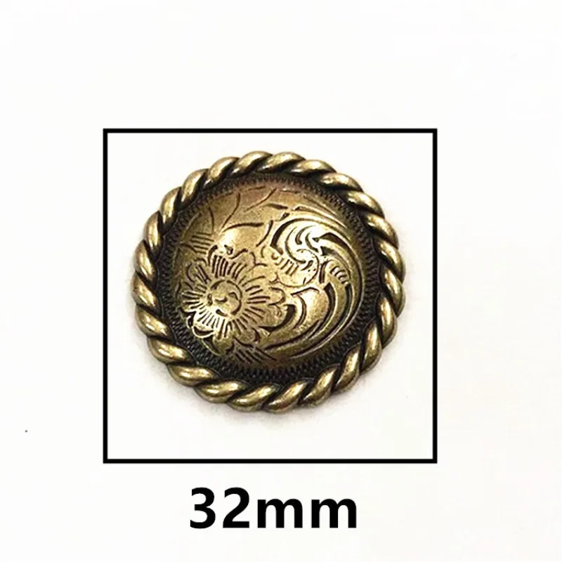 32mm Round Rope Edge Concho Purses Leather Decoration Buckle Conchos Metal Screw Back Buttons Handmade Clothes Accessories