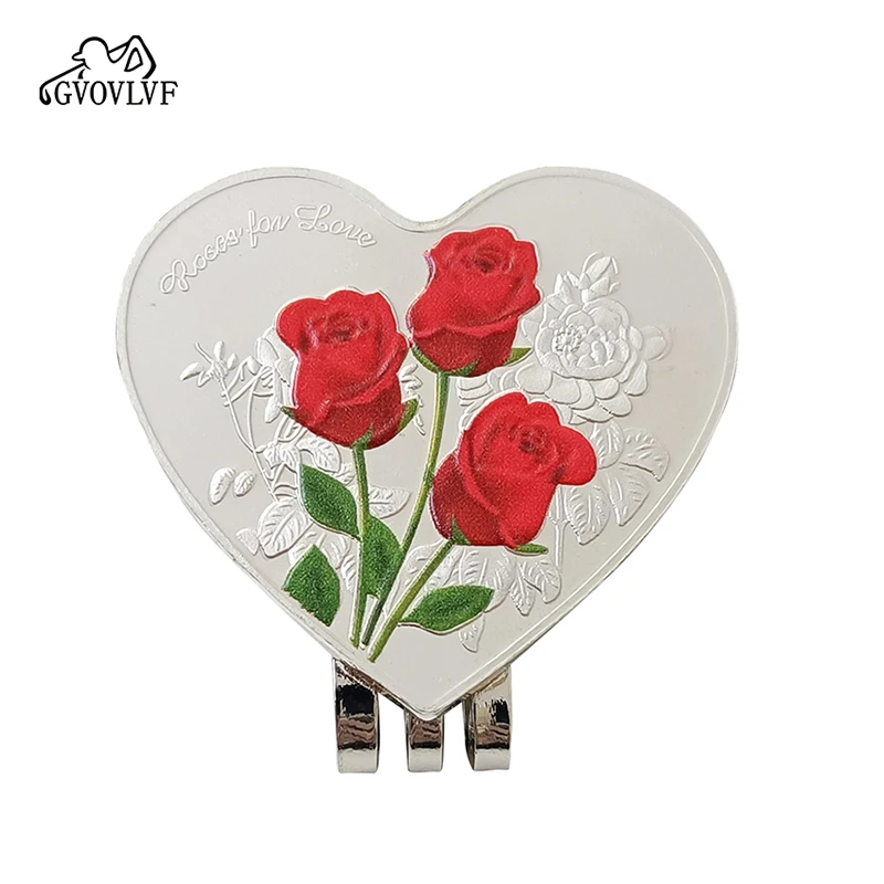 Golf Ball Marker Love Rose With Magnetic Cap Clips Girl Golfers Alloy Marker Golf Accessories Removable