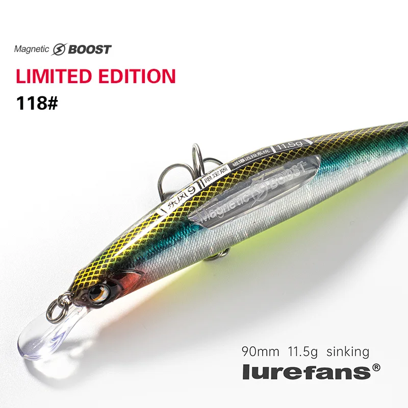 Description Picture 2 of itemLurefans Bait Fish 11.5g 90mm Sinking Magnetic Boost Lures Wobblers Feeder Pike Lure Crankbait For Fishing Newest Fish Lure 2021