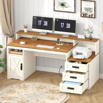 Office Desk with Storage & Charging Station 1