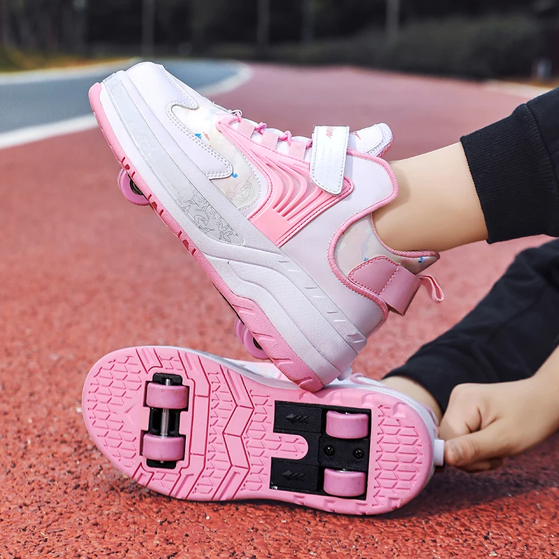

EUR 30-43 NEW Children Junior Roller Skate Shoes Kids Sneakers With four 2022 Boys Girls Wheels Shoes Adult Casual boys Shoes
