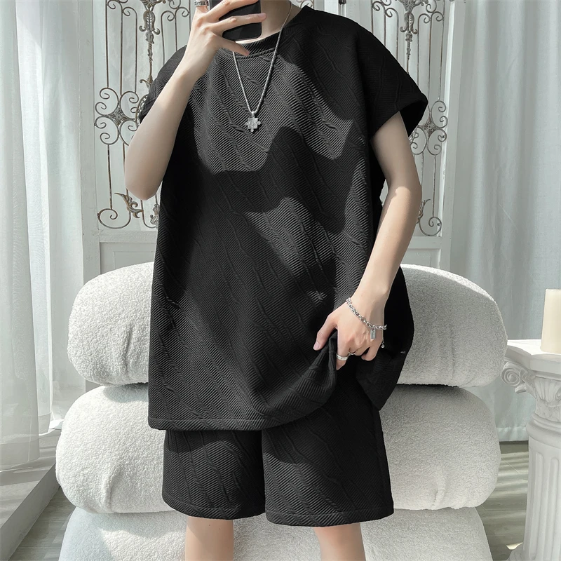 New Men Streetwear Korean Fashion Suits Tshirts Outfit Shorts 2 Piece Set Tracksuits Suit Alt Outfits Tracksuit Clothing XXXXXL 2