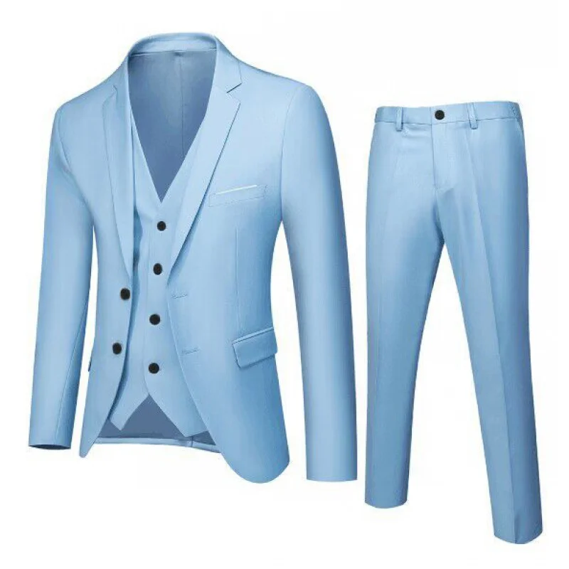 Men's Three-Piece Business Casual Suit Youth Handsome Korean Style Slim Fit Suit  British Style