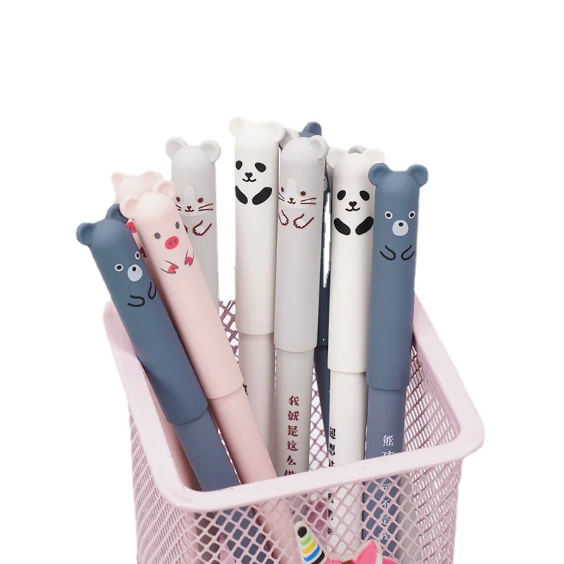 YHUIKXIN 8 Pcs Penna Gel Cancellabile A Forma Animale 0.35 Penna A Sfera Cancellabile Cute Cartoon Penna Sfera Gel per Bambini Studenti Adulti 30 Ricariche Penne Cancellabili (Nero