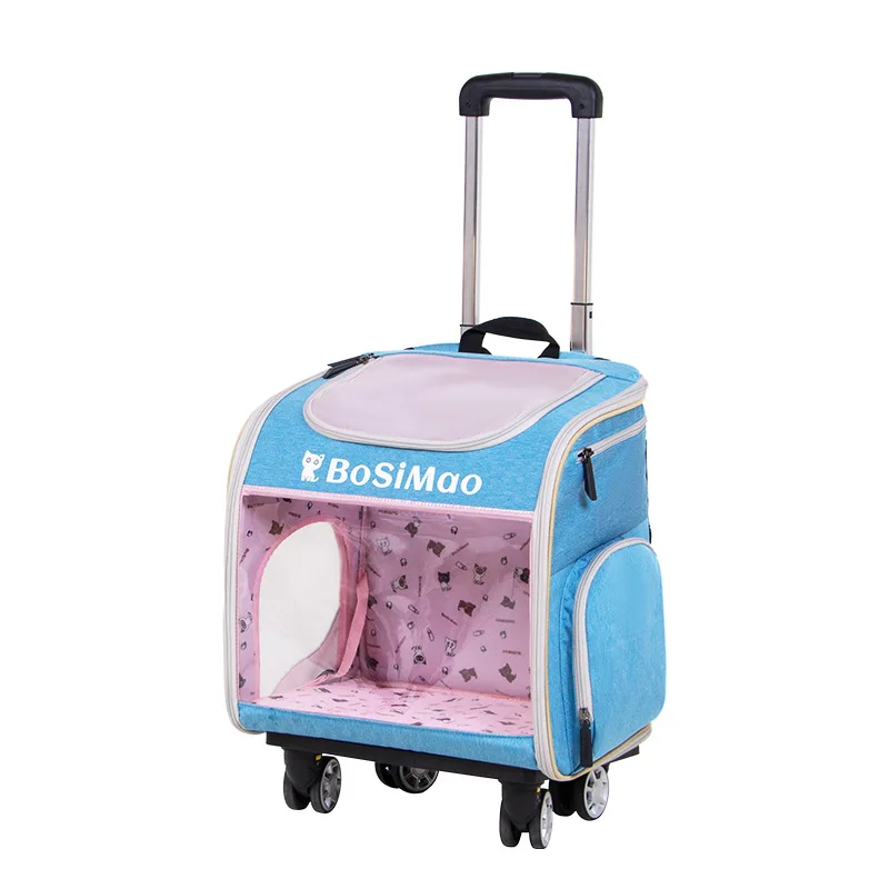 Multifunctional Pet Outgoing Trolley Bag Transparent Cat Bag Detachable Trolley Box Space Module Cat Dog Backpack New