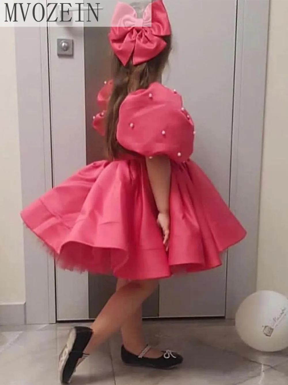 

Mvozein розовое платье для девочек, платья для девочек с цветочным рисунком, женское платье с квадратным пышным рукавом, платье принцессы, свадебные платья