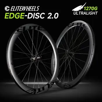 ELITEWHEELS EDGE 2.0 Set di ruote a disco in fibra di carbonio Ultra leggero 1270g Sistema a cricchetto 36T Mozzo ruota Ala Cuscinetto in ceramica a 20 raggi