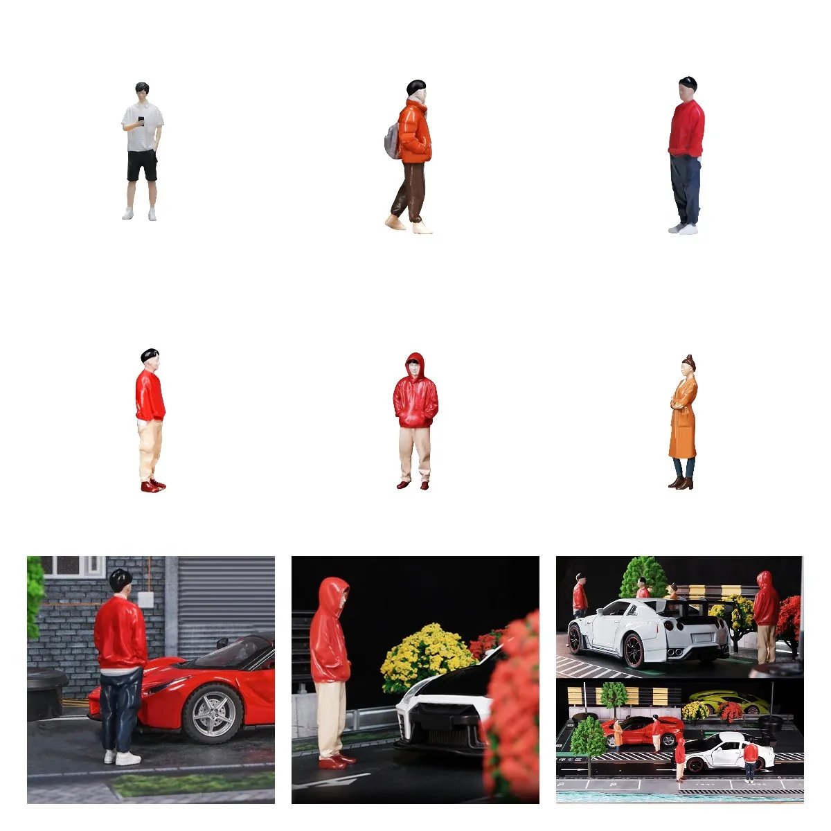 1:64 Scale Model Tiny People Toy Role Playing Character Human Figures DIY Scene for Dollhouse Photography Props