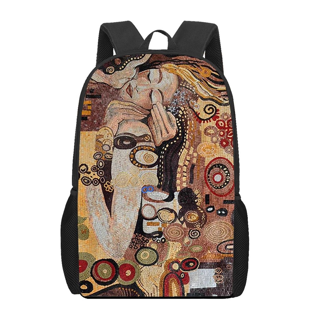 Gustav Klimt Art paintings 3D Print School Backpack for Boys Teenager Kids Book Bag Casual Shoulder Bags 16Inch Satchel Mochila