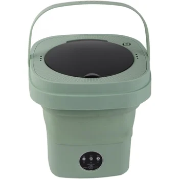 Foldable Washing Machine,6.5L Portable Travel Folding Washing Bucket  Underwear Baby Clothes Small Items Washer with Spin Dryer 1