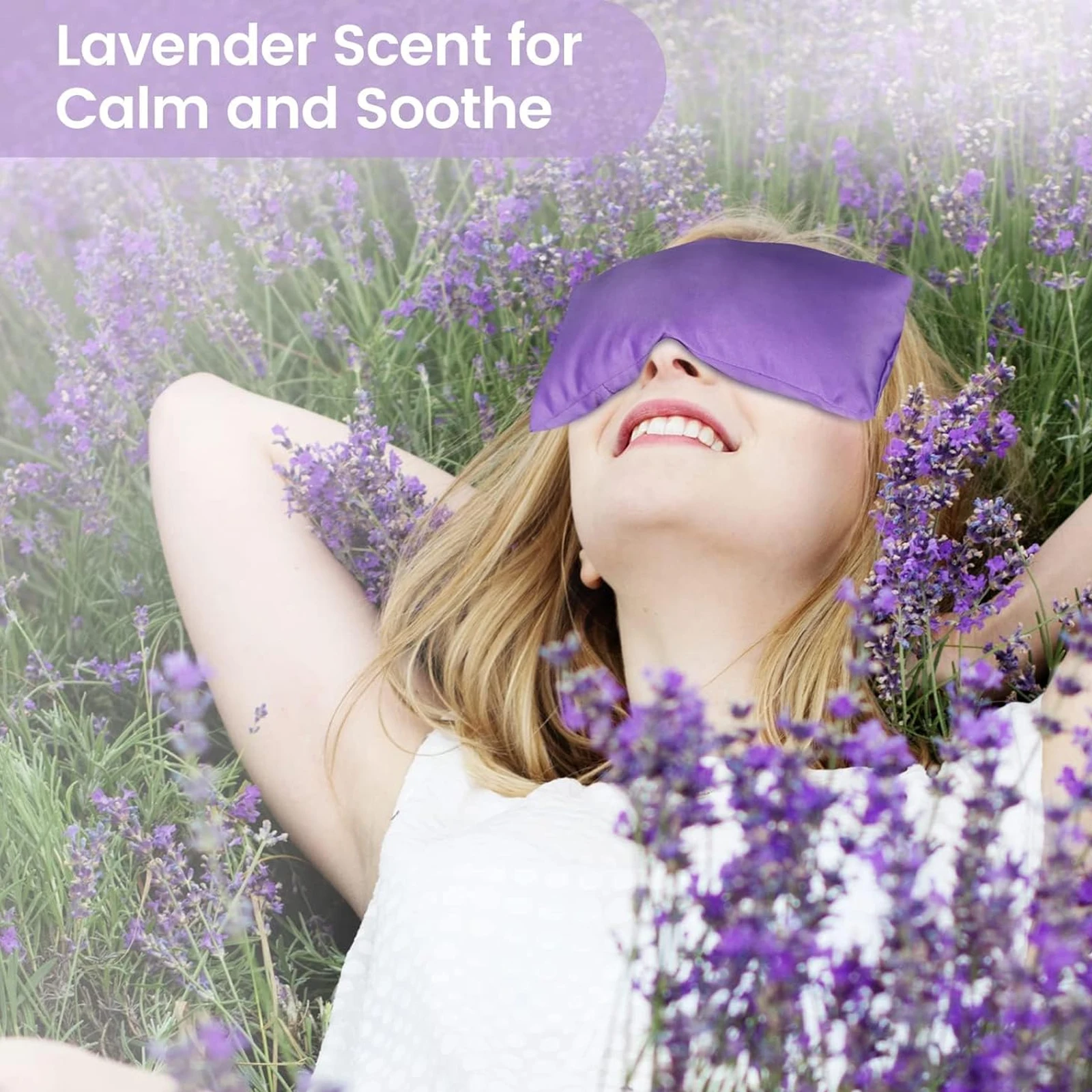 Lavender Eye Pillow for Yoga Relaxation Sleeping Microwavable Weighted Mask for Dry Eyes Hot & Cold Compress with Aromatherapy