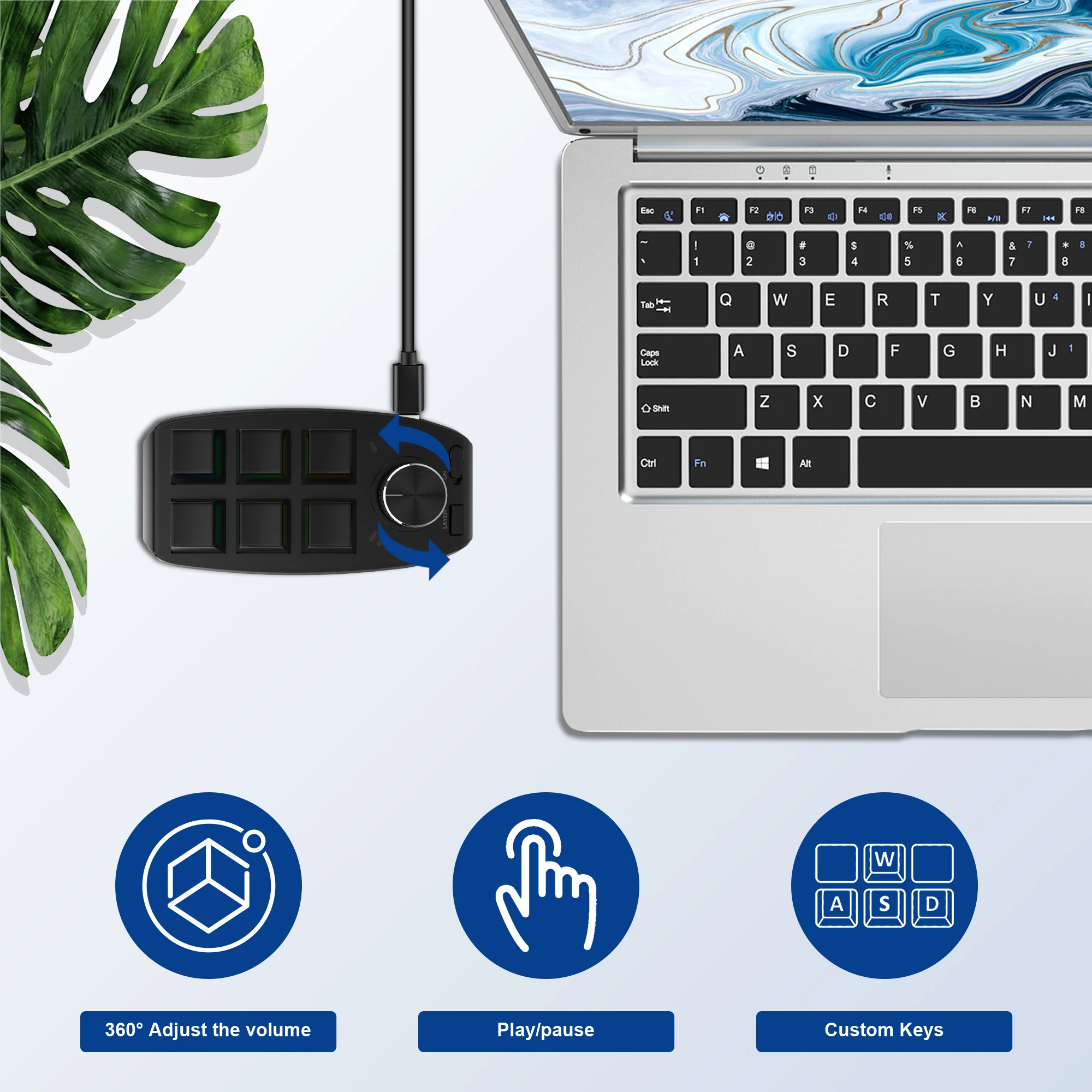 6 Keys Bluetooth Programmable Keyboard Shortcut Keys Copy Paste PS Drawing Computer Audio E-sports Volume Control