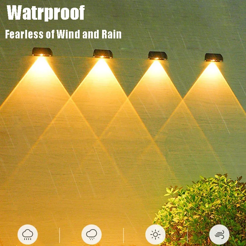 Description Picture 5 of item1-6 Pcs Solar Wall Lights LED Outdoor Garden Lamp Courtyard Decoration Lighting for Porch Balcony Yard Exterior Wall Lighting