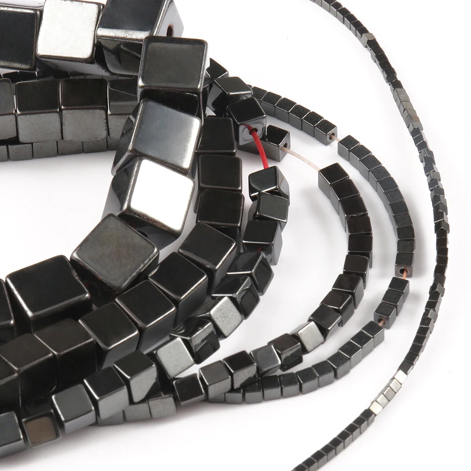 Perle Di Pietra Di Emate Nera Naturale 2mm 3mm 4mm Perline Distanziatrici Allentate Quadrate Per Gioielli Che Fanno Accessori Per Bracciali Collana Fai Da Te - Foto 5