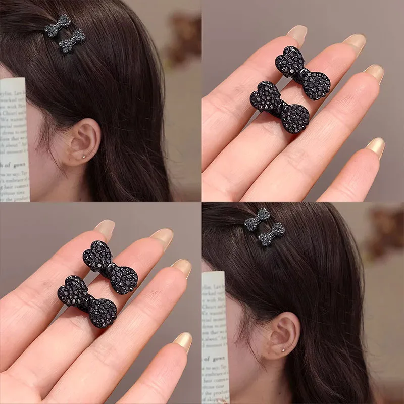 4pcs/set Elegant Mini Rhinestones Bow Hairpins For Women Girls Sweet Hair Ornament Small Hair Clips Fashion Hair Accessories 4