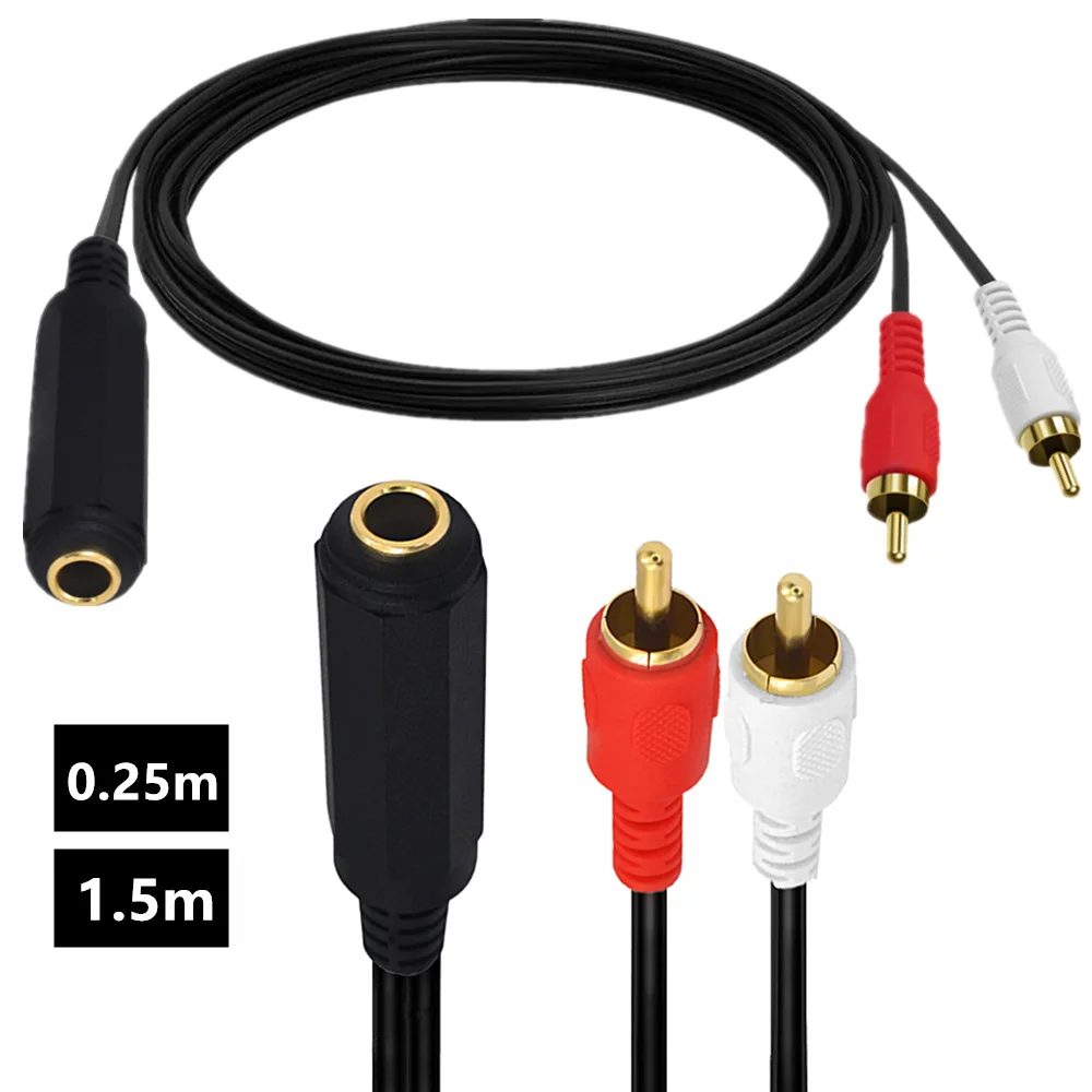 

Audio Cable 6.5 one Minute Two Wire Audio 6.35mm Three Core 6.5 Turn one Minute two RCA double Lotus Head