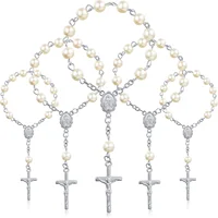 30Pcs Baptism Rosary Beads Finger Baptism Rosaries Faux Pearls for Baptism Favors Christening Favors Communion Favors 1