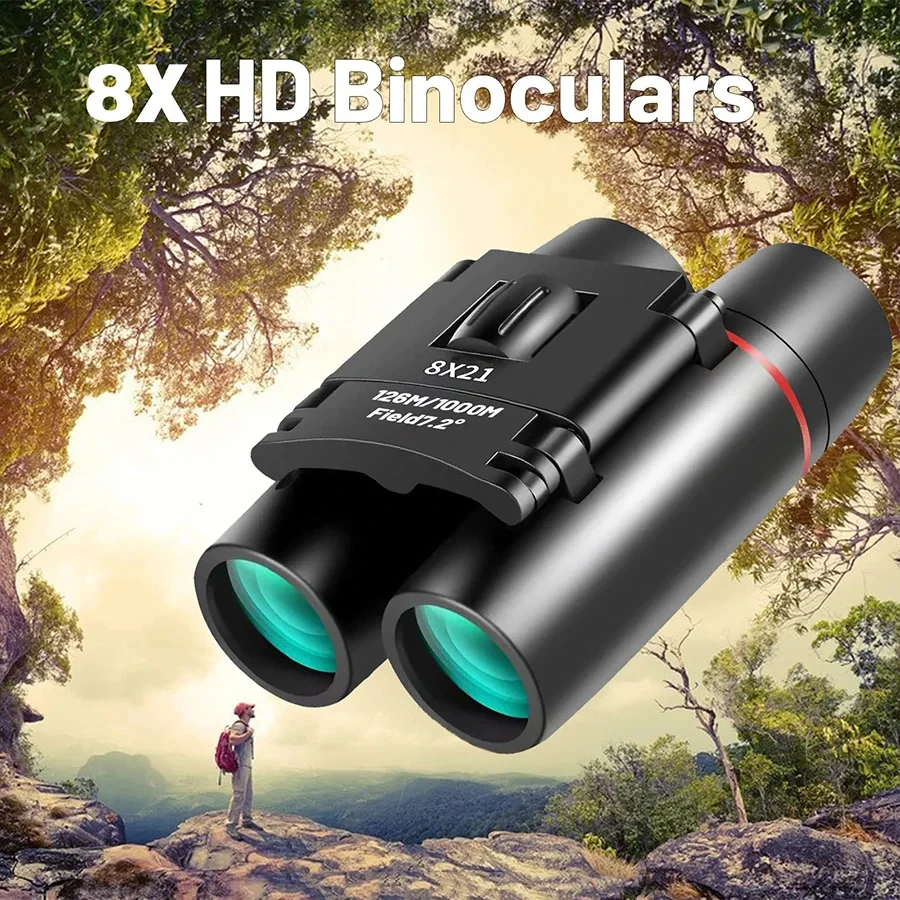 HD 망원경 8X21 쌍안경 Ipx4 방수 Bak4 프리즘 Fmc 코팅 접이식 휴대..