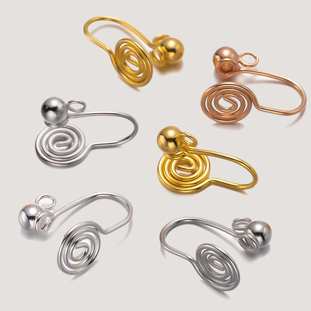 10 Stück Roségold Edelstahl Spirale Ohrring Konverter Clip Komponenten Erkenntnisse für DIY nicht durchbohrte Schmuckherstellung Zubehör