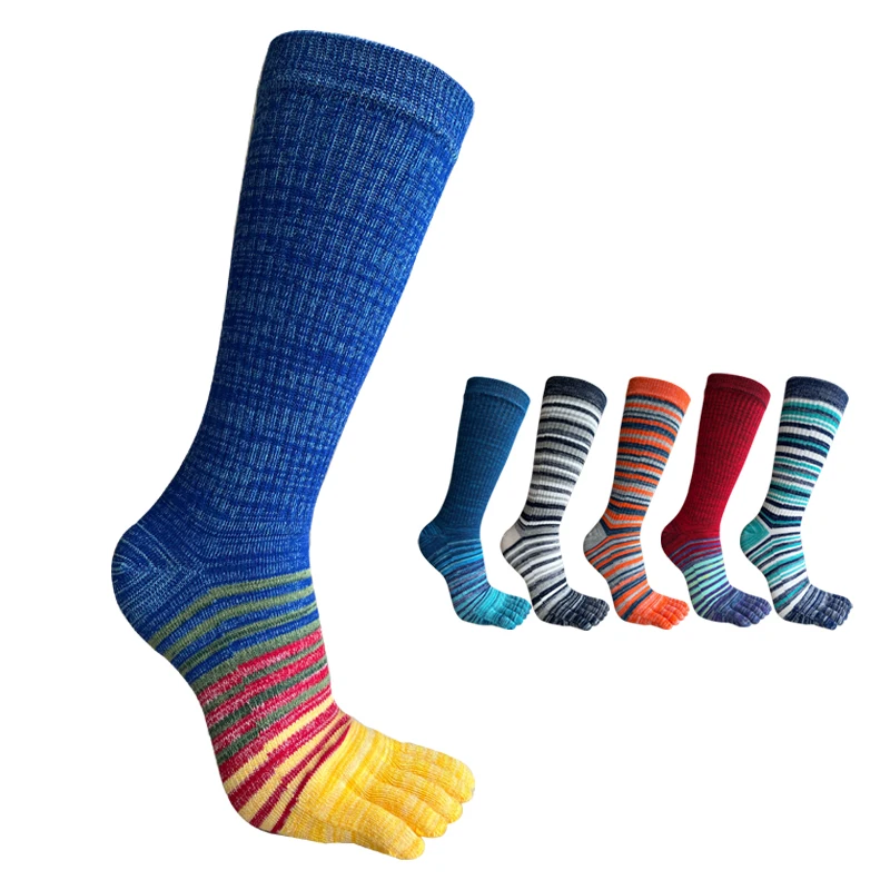 Colorful Striped Compression Toe Socks for Outdoor Fitness Activities