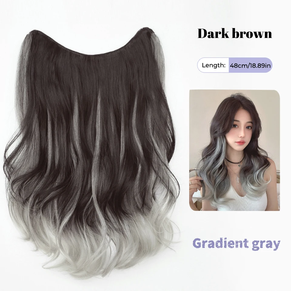 Parrucca metà testa ondulata a u extension capelli sintetici clip_voghion.com