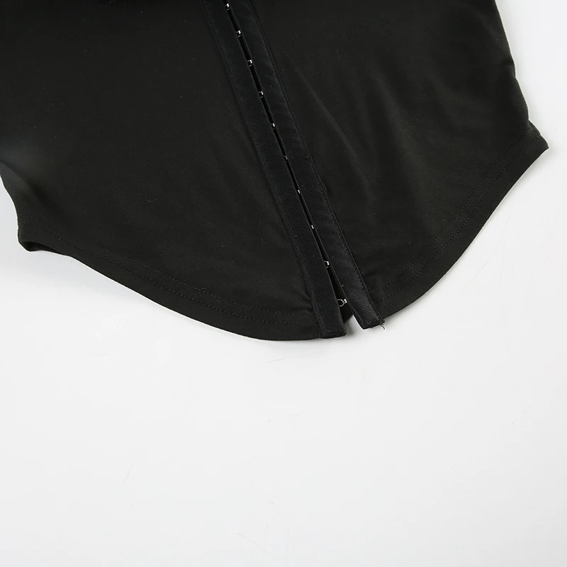 Top corto de cuello redondo peludo con retazos para mujer, camiseta de malla Y2K de manga larga con hebilla de gancho ajustada, conjuntos de moda sexy para dama