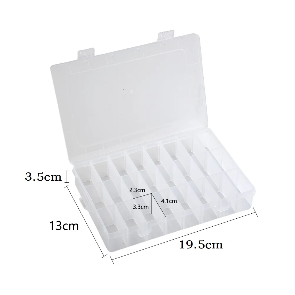 Plastic Box Storage Box 24 Grid Clear Light PP Practical Metal Parts Sewing Accessories Craft Parts Transparent Lid Dustproof 4