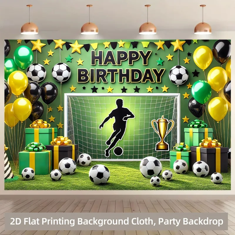 2D-Flachdruck-Hintergrundbanner 1 Stück, Hintergrundtuch für Fußball-Geburtstagsparty-Dekoration, multifunktionales Fotografie-Hintergrundtuch