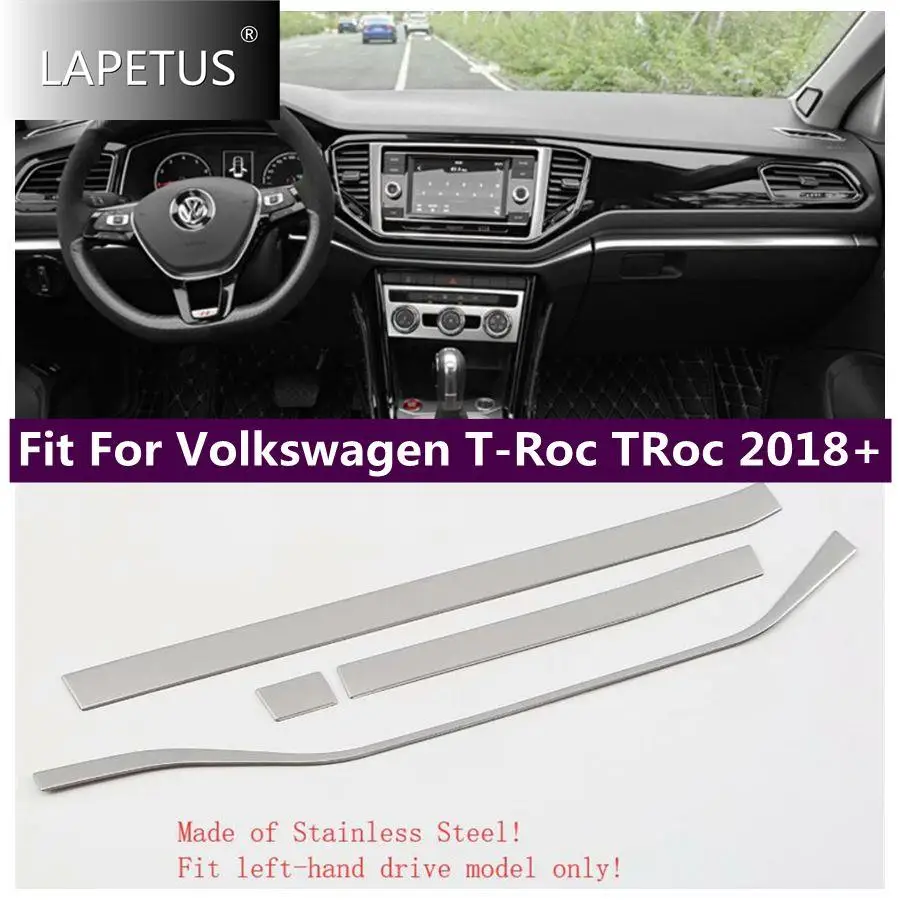 

Dashboard Left Right Copilot Center Control Strips Panel Cover Trim For Volkswagen T-Roc TRoc 2018 - 2021 Car Silver Accessories